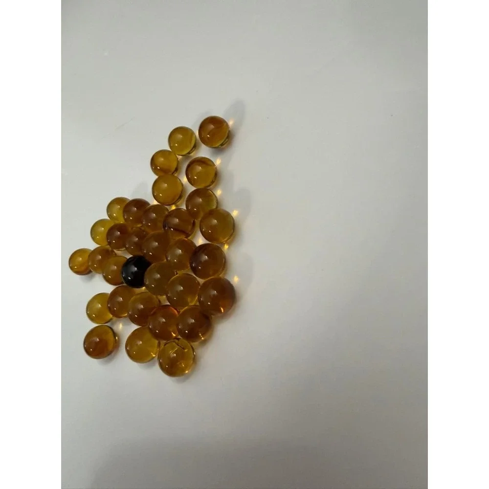 Vintage Amber Glass Marbles Lot 32pc Translucent Brown Black Swirl 0.5 Inch